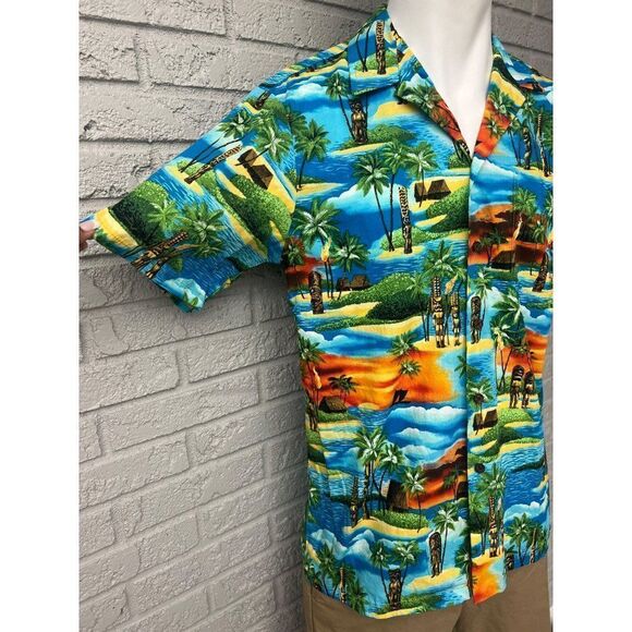 RJC Men Multi Color Short Sleeve Hawaiian Shirt Size L - Picture 4 of 9